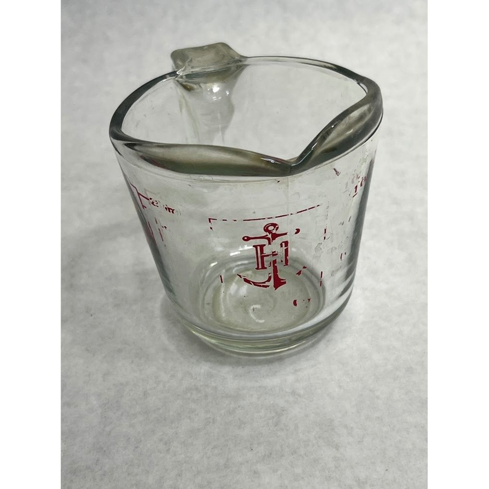Vintage Anchor Hocking Glass Measuring Cup 1 Cup Red Anchor Logo Spout Handle